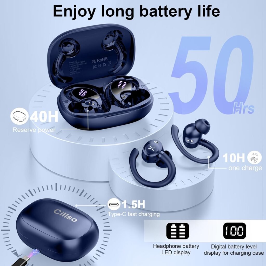 Cillso Wireless Earbuds with Extended total battery life