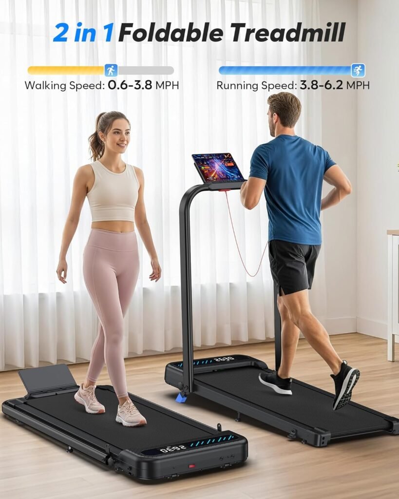 2-in-1 Cardirun compact incline treadmill in a home office